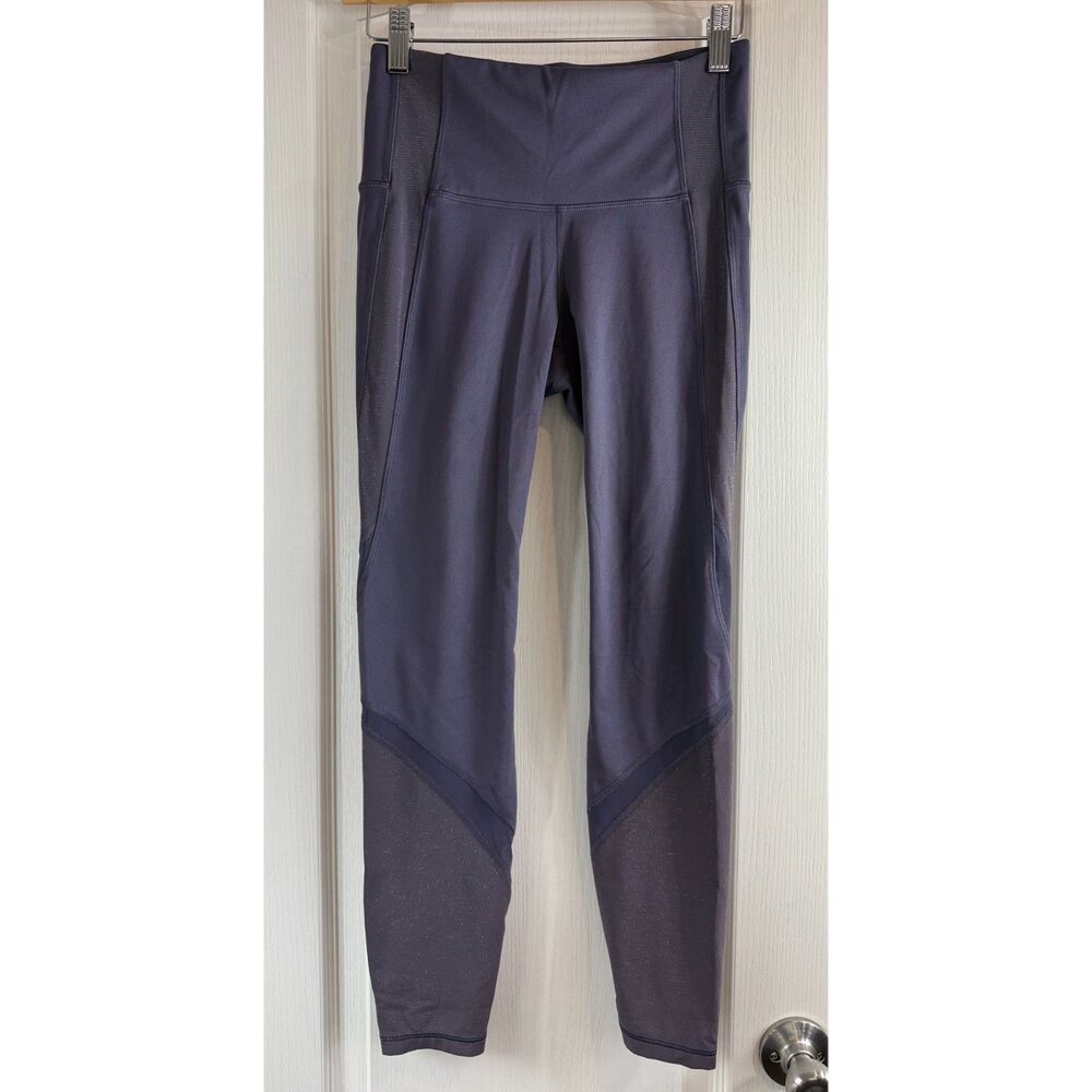 All In Motion Activewear Women's Leggings Purple Sparkle Mesh Detail Size S